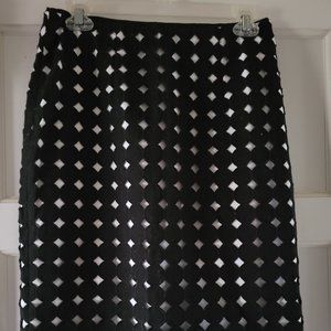 Black Skirt with Diamond Cut-outs - White Lined Size 4